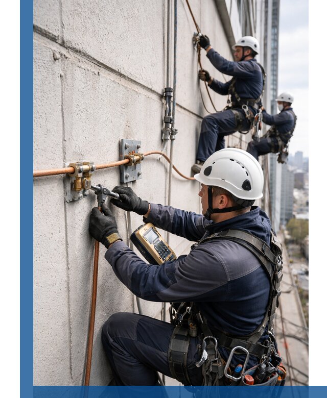 Монтаж системы заземления здания и молниезащиты в Одинцове