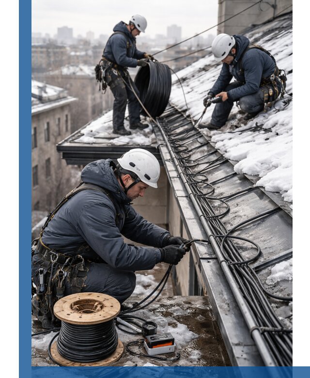 Монтаж греющего кабеля на кровле в Одинцове под ключ