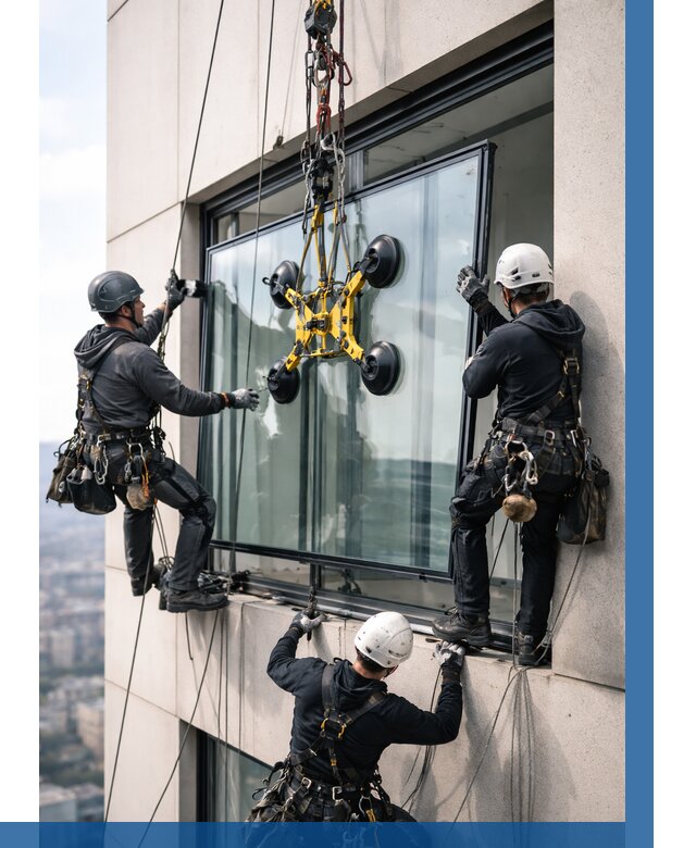 Монтаж стеклопакетов на высоте в Одинцове от 3314 р. | ВЫСОТНИК-Днц