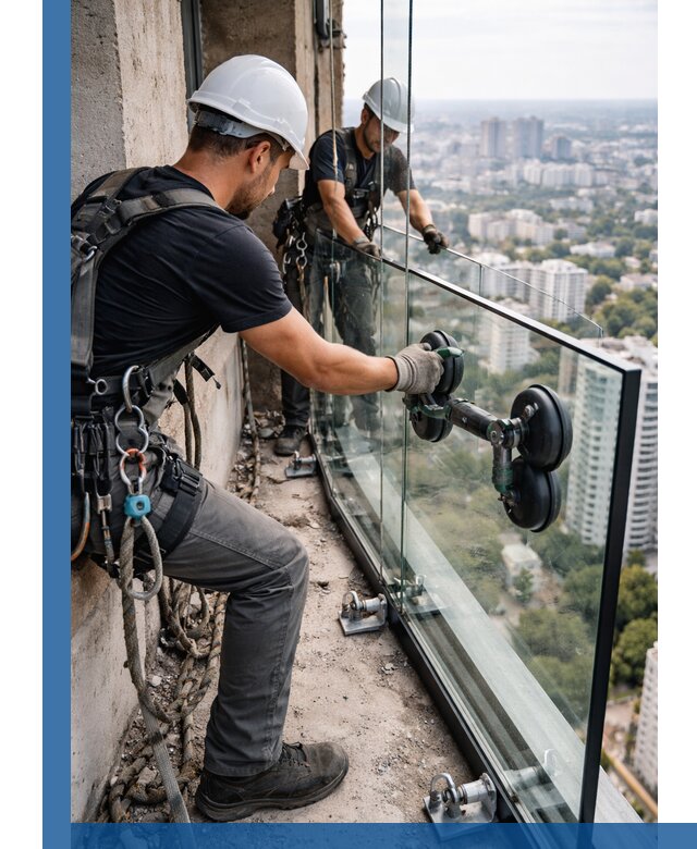 Монтаж стеклянных ограждений под ключ с гарантией в Одинцове