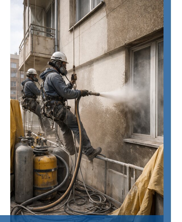 Пескоструйная очистка фасада в Одинцове от 673 р. | ВЫСОТНИК-Днц