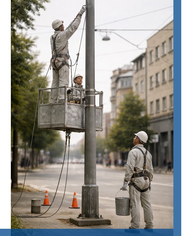 Покраска опор освещения в Одинцове от 5178 р. | ВЫСОТНИК-Днц