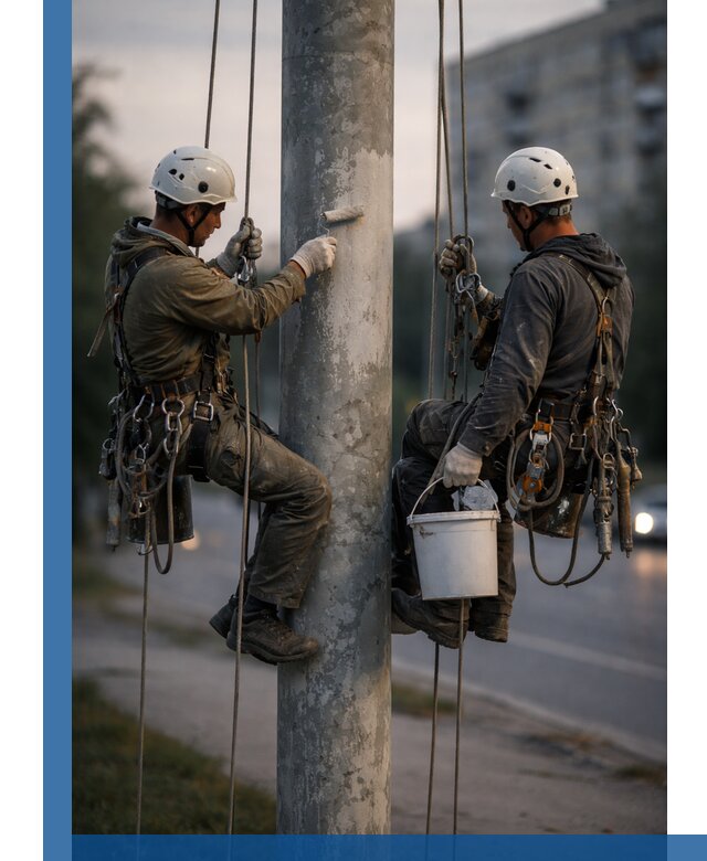 Покраска опор освещения и антикоррозийная защита в Одинцове