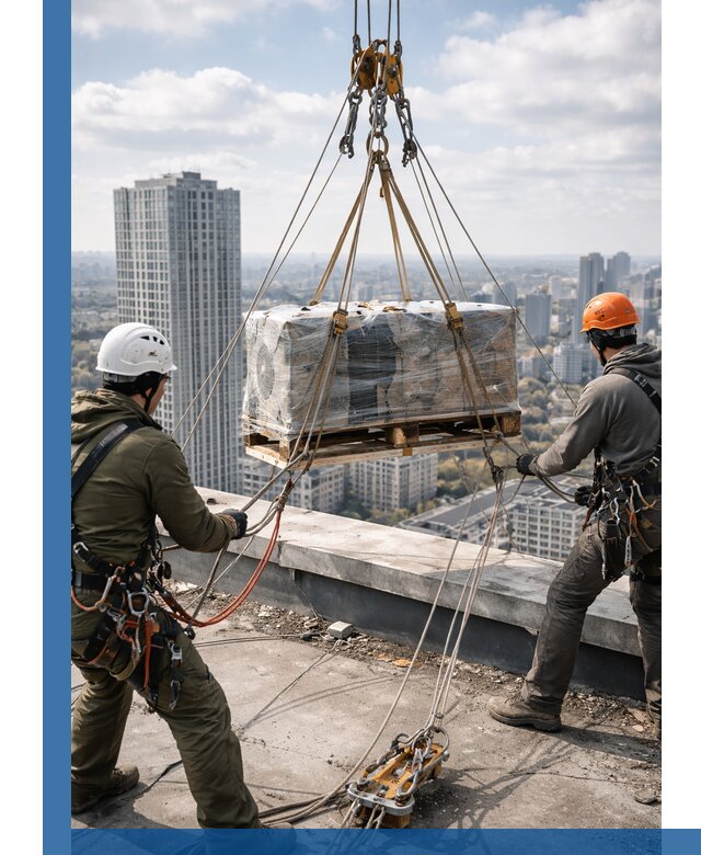 Подъем и монтаж крупногабаритных грузов на крышу в Одинцове