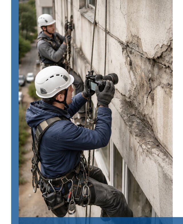 Фотофиксация дефектов фасада с высотной съемкой в Одинцове
