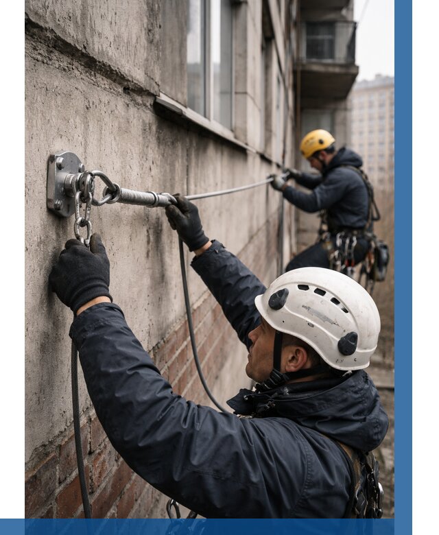 Монтаж анкерных линий в Одинцове от 3107 р. | ВЫСОТНИК-Днц