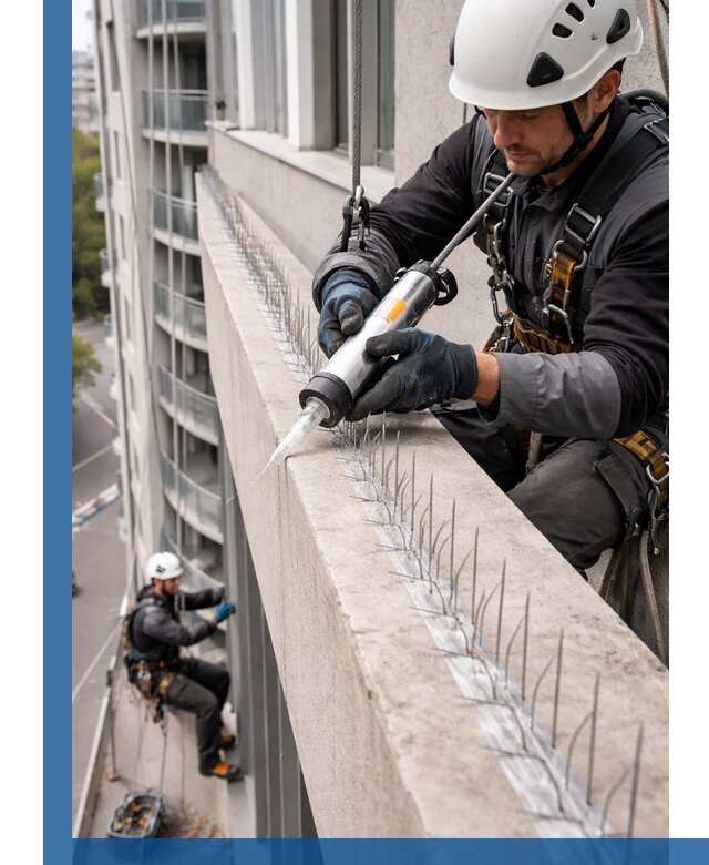 Установка шипов от птиц на фасадах и кровлях в Одинцове